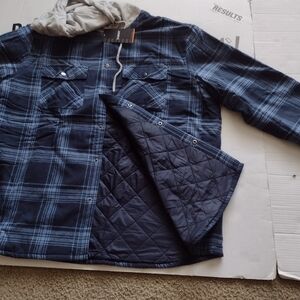 Tacvasen mens hooded shirt jacket thick plaid flannel shirt